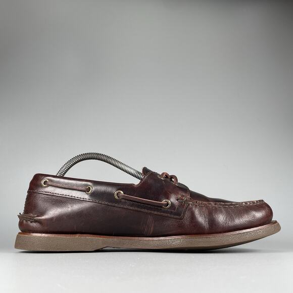 Sperry Top Sider Gold Cup Mens 10.5 Brown Leather 2 Eye Moc Toe Boat Shoe Casual - Picture 5 of 9